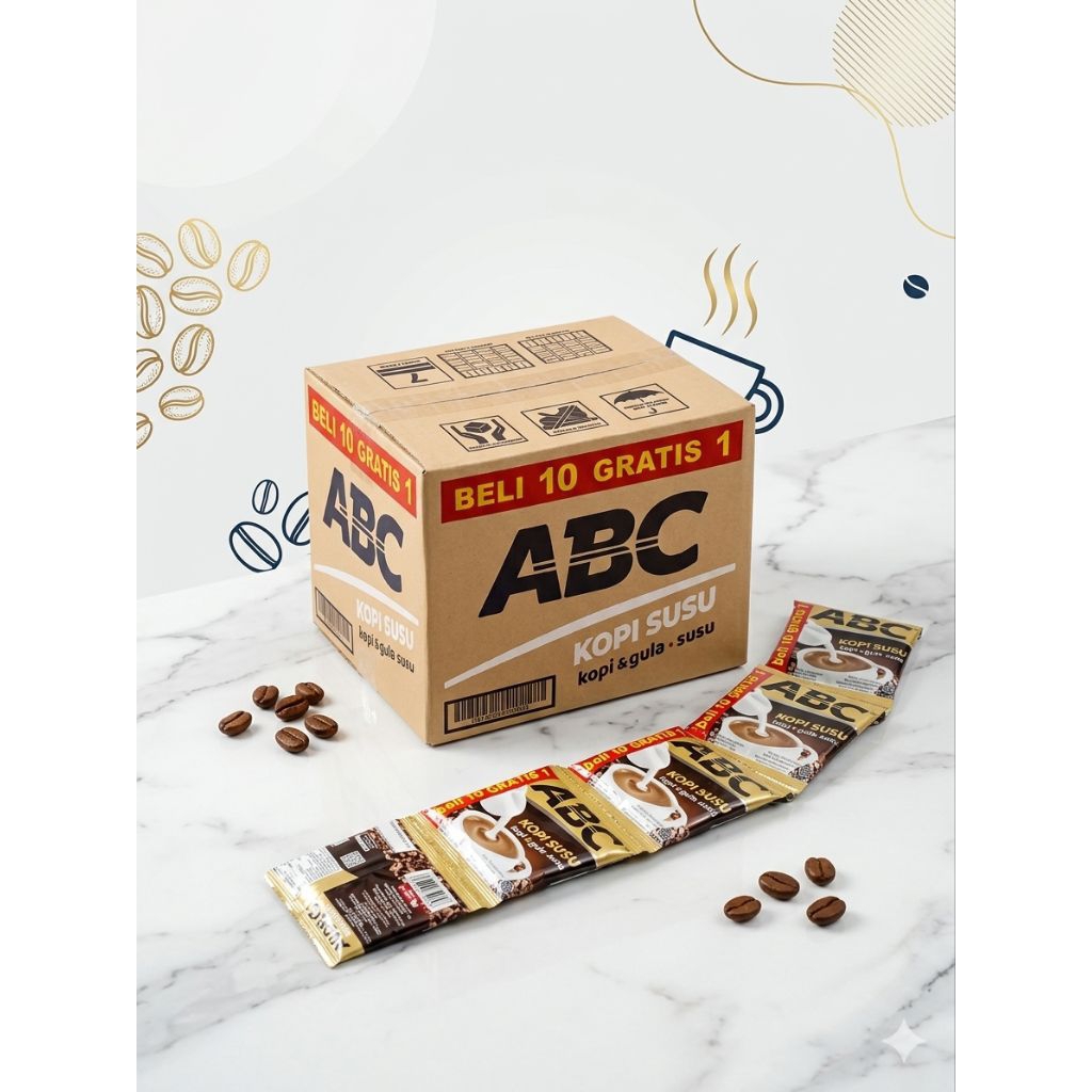 KOPI ABC SUSU DAN MOCCA 27 GRAM 1 DUS [12 RENTENG 10+1 SACHET]