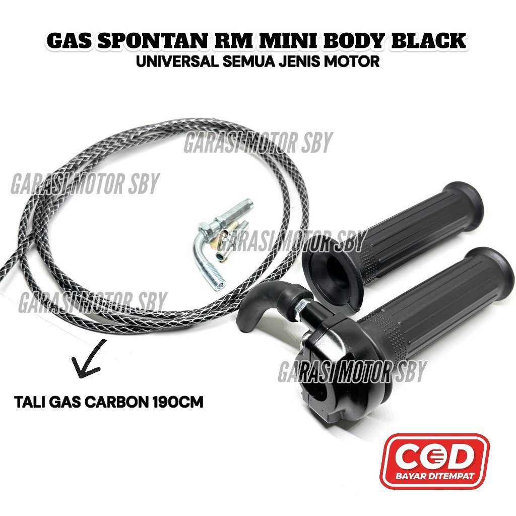 HANDLE GAS MOTOR SELONGSONG GAS KONTAN SLONSONG GAS SPONTAN BODY BLACK THAILAND + TALI KABEL GAS SER