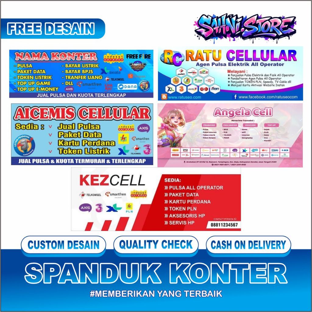 SPANDUK BANNER KONTER CELLULER SERVIS HP BAHAN FLEXY SUPER PREMIUM