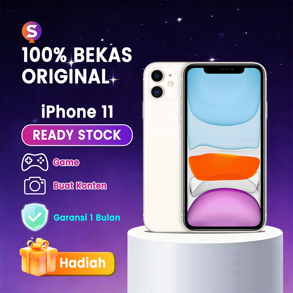 iPhone 11 Versi WiFi 64GB/128GB/256GB Second Original Inter HP ke 2 Baru 99% Foto/Live/Game