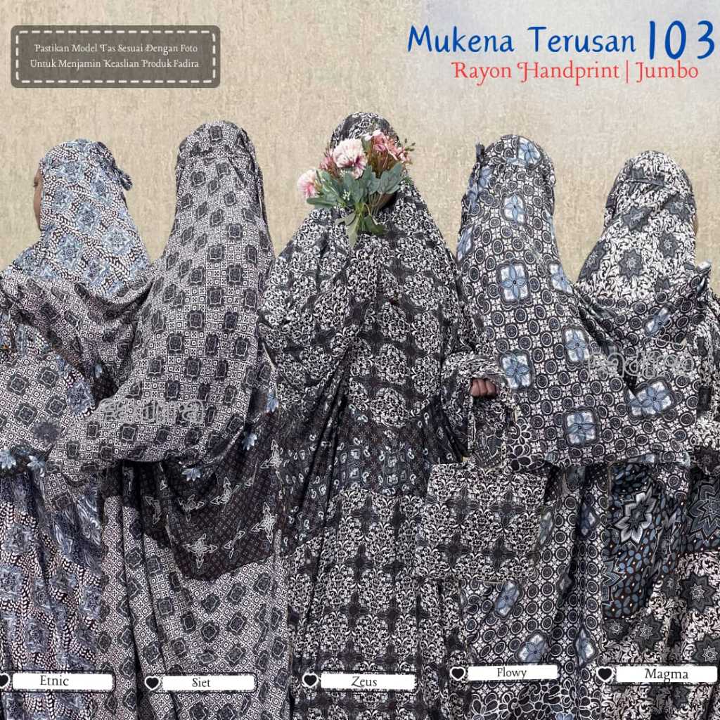 Mukena terusan handprint 103 / Mukena terusan rayon / Mukena terusan motif / Mukena terusan jumbo / 