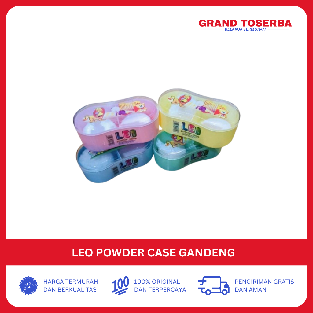 LEO Powder Case Gandeng (With Puff) tempat bedak tabur bayi