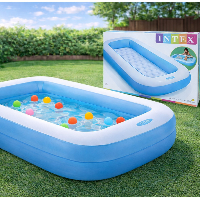 Intex Kolam Renang Mainan Persegi Panjang Biru - Ukuran Besar untuk Anak