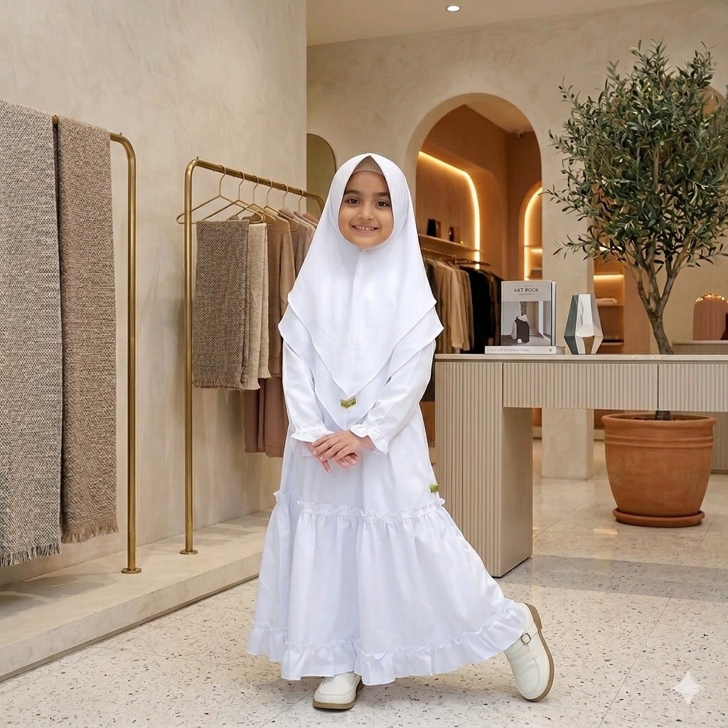gamis anak perempuan set kerudung kekinian gamis 2022 modern lebaran mewah dres anak perempuan murah