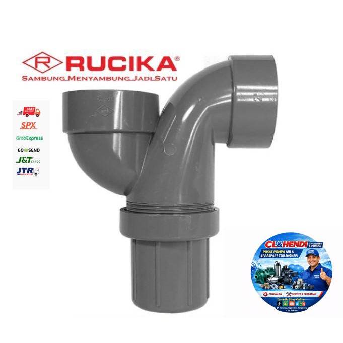 Rucika P Trap D V Trap PVC Fitting untuk Sambungan Pipa Sempit dan Tidak Beraturan
