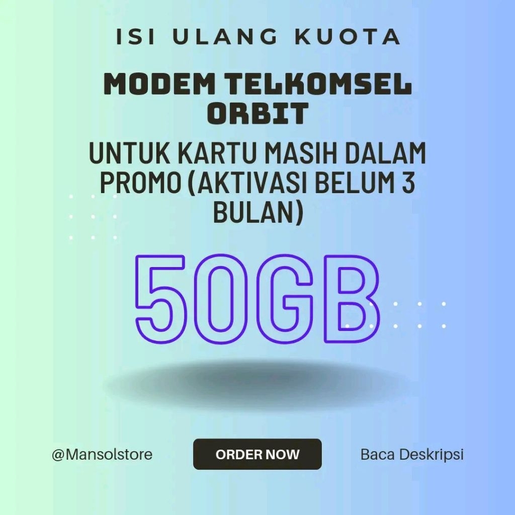 Voucher Paket Data Telkomsel Orbit 50GB / Kuota Internet Telkomsel orbit
