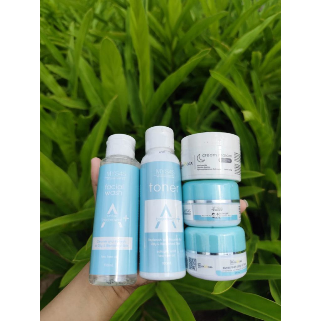 MY SAS SKINCARE ACNE SKIN ISI 5 (FREE POUCH, KACA, DAN KAPAS)