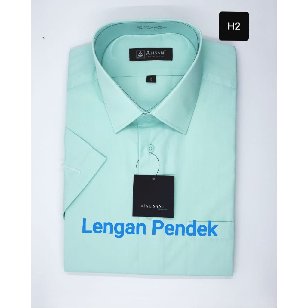 ALISAN Kemeja Pria ORIGINAL Slim fit Lengan Pendek ANEKA WARNA / H2 ( Hijau Mint )