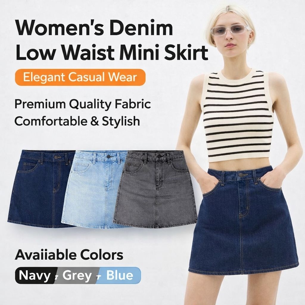 [AMW551] GU DENIM MINI SKIRT WANITA 3 WARNA