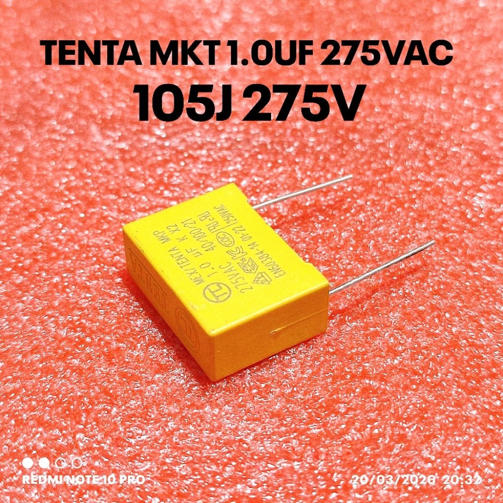 KAPASITOR MKT 105 MKM 105J 1UF 1.0UF 275V AC TENTA