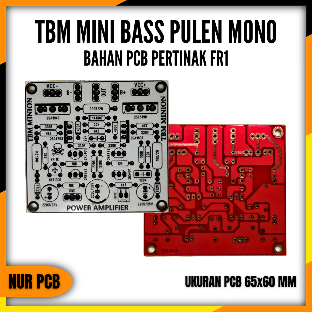 PCB Driver Power Amplifier TBM Mini Bass Pulen 500W 6.5x6cm 32-75VAC 4-8 Ohm PA-034