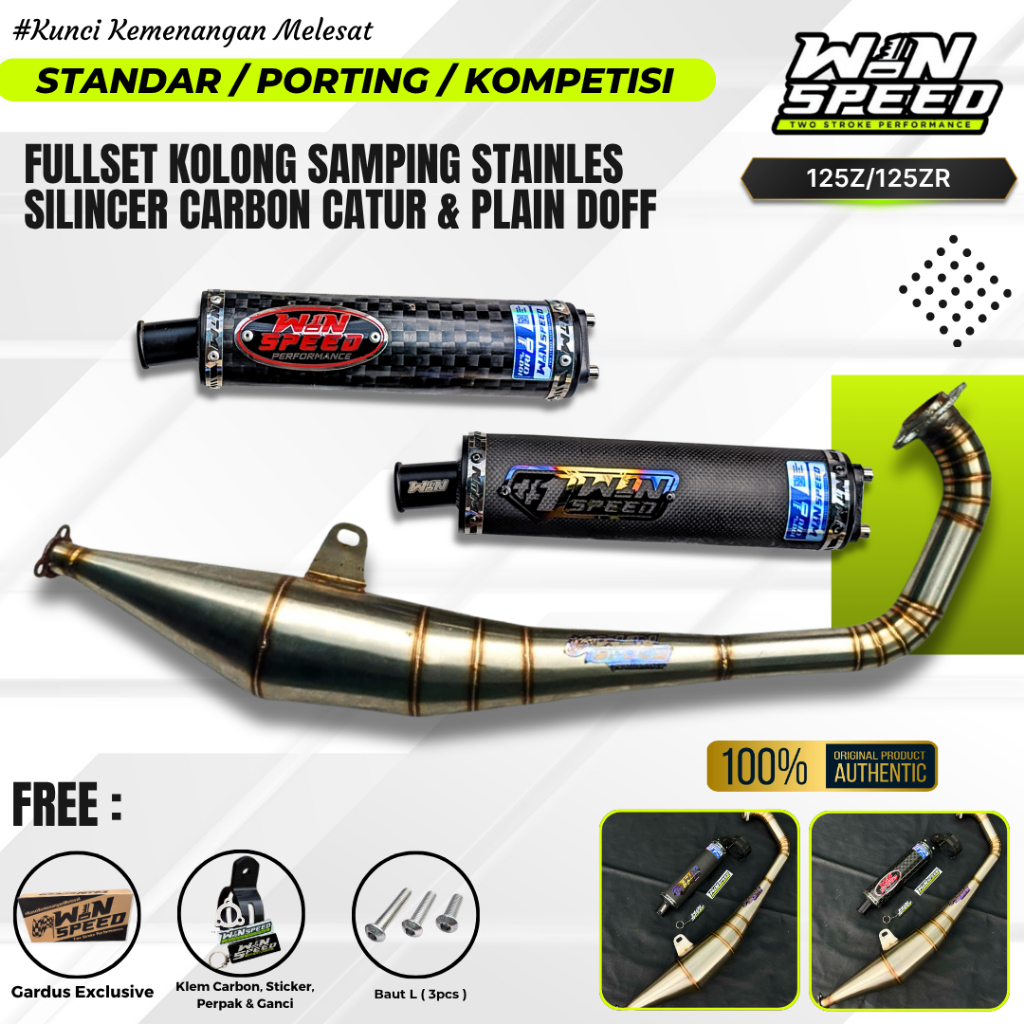 Knalpot Yamaha 125Z, Y125ZR, 125ZR Model Samping Stainless Silincer Carbon Catur & Plain Doff