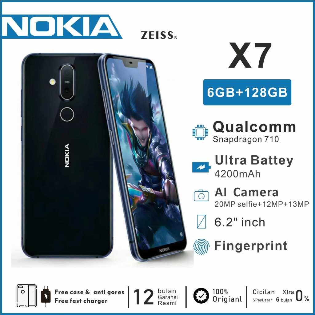 (4G LTE)Nokia X7 hitam siap ram6GB/rom128GB dual sim 6.2inch type c hp murch andriod 11