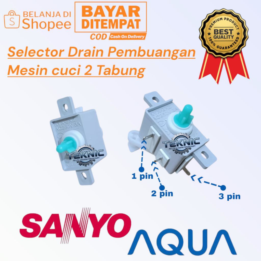 SELECTOR Switch Pembuangan Mesin Cuci 2 Tabung Sanyo aqua