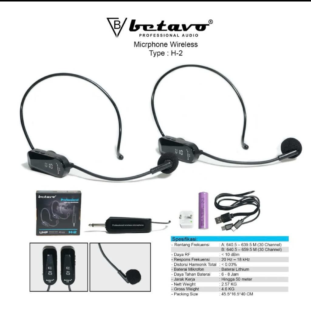 mic wireless bando betavo h2 original double mic bando