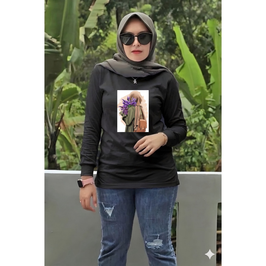 QASANA KAOS WANITA LENGAN PANJANG KAOS KOREAN STYLE KAOS WANITA KEKINIAN KAOS HIJAB 1