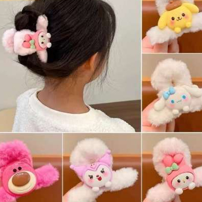 MCB TOYS , Jepitan Rambut Karakter Sanrio Bulu Halus Anak dan Dewasa ,Jedai Wanita Motif Sanrio, Jep