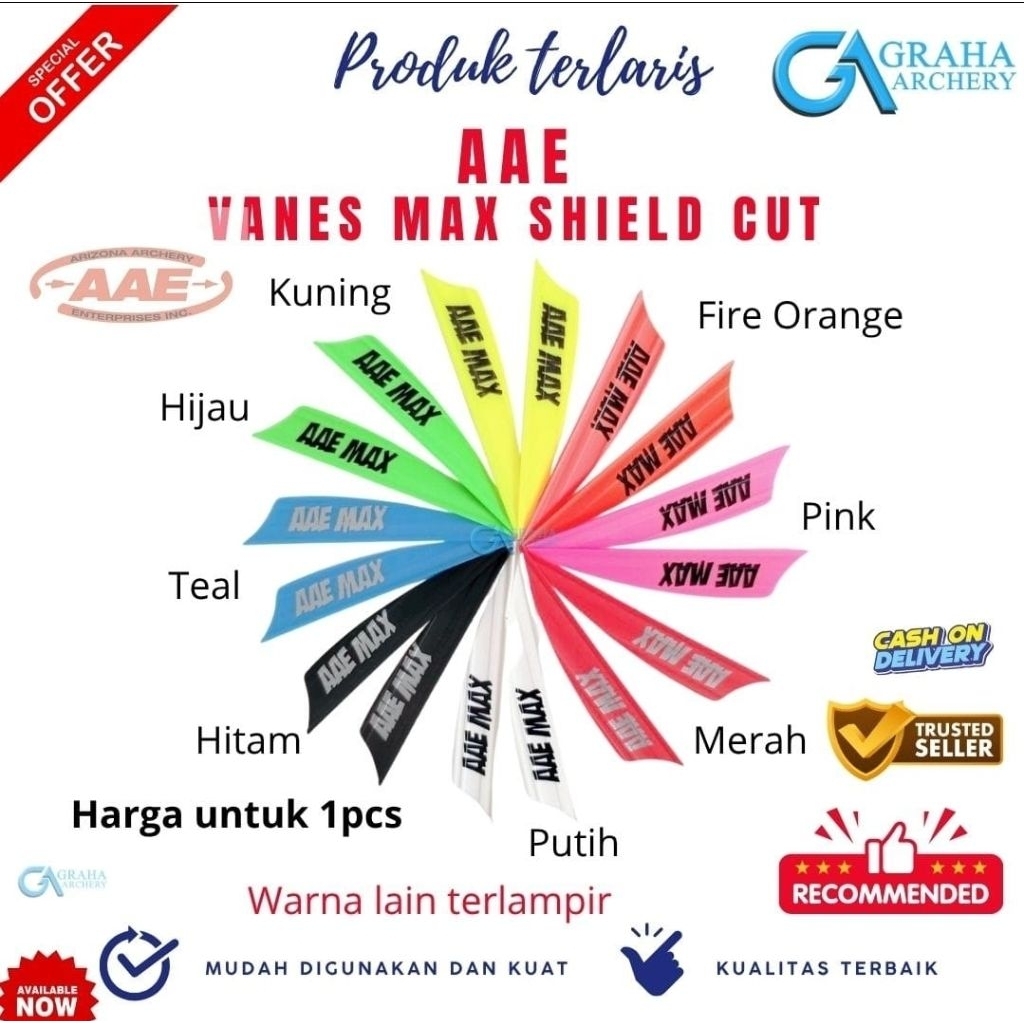 VANES AAE MAX SHIELD CUT PANAHAN | VANES ANAK PANAH | VANES ARROW | FLETCHING | SAYAP ANAK PANAH