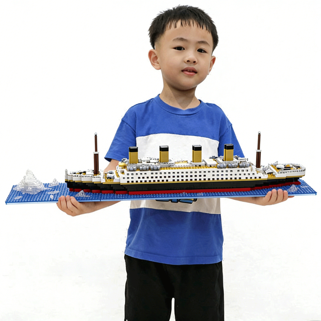 JUNTONG TOYS Titanic 56cm Mainan Blok Model 3D Puzzle 1878Pcs Besar Warship Mainan anak laki laki