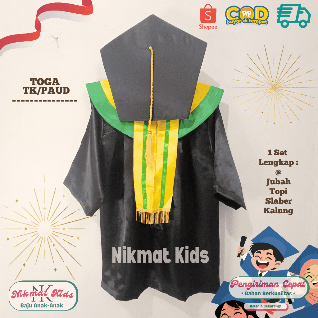 Baju toga anak seragam wisuda anak tk laki laki perempuan