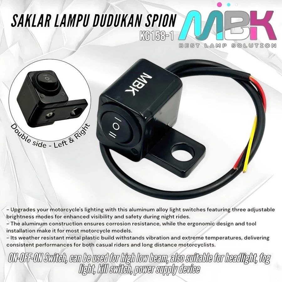 Saklar Lampu Spion Lubang Spion MBK KG158-1 Mode 3 Klik On Off On KANAN KIRI BAHAN CNC UNTUK SEMUA J