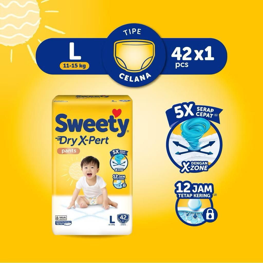 Sweety Dry X-Pert Ukuran L-42 pcs Model Celana / Pempres Bayi
