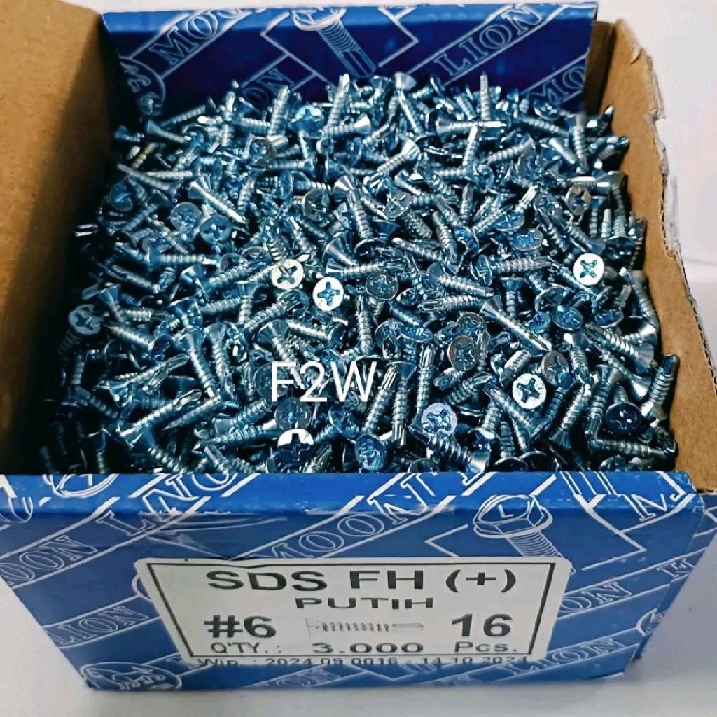 SDS FH (+) 6X16 MOON LION SEKRUP DRILLING SDS FH (+) PUTIH ROOFING FH #6X16