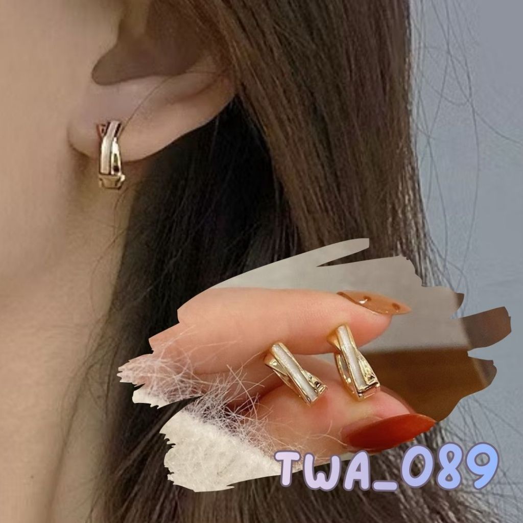 [ TWA_089 ] Anting Simple Elegan Wanita / Fasion Anting Bulat kecil PUtih Emas