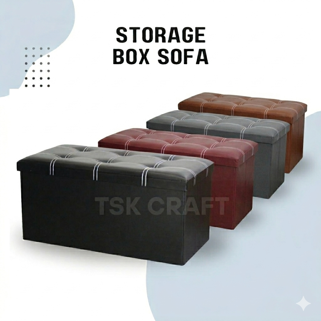 TSK CRAFT - Sofa Storage Box Penyimpanan Barang Multifungsi Bisa Dilipat Kursi Box Produk Lokal Baha