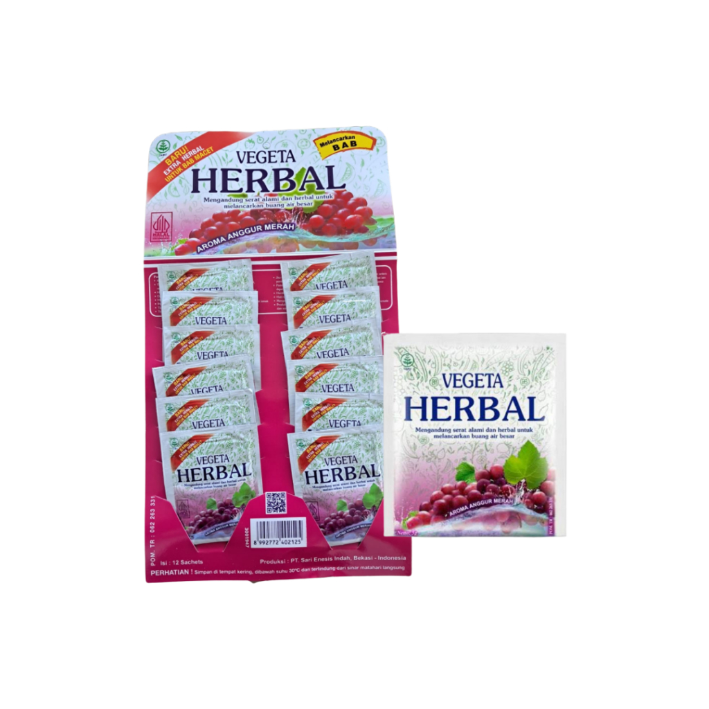 VEGETA Herbal Minuman Serat Rasa Anggur Merah - Rencengan (12 Sachet)