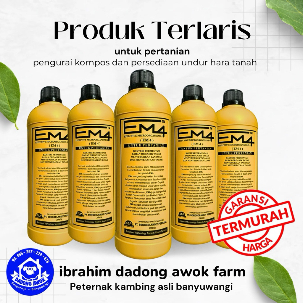 EM4 PERTANIAN 1 LITER - EM4 KUNING - Mikroorganisme Probiotik - EM4 KOMPOS - EM4 ORGANIK - molasse