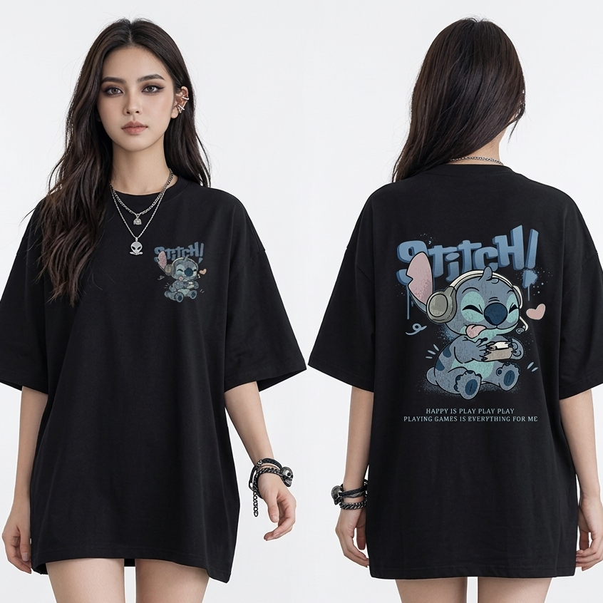 Forteid Biru laut T-shirt Lengan Pendek Baju Kaos Oversize Wanita Baju |kaus wanita korea Baju Atasa