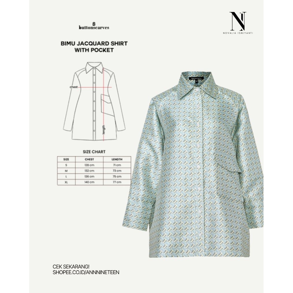 Buttonscarves bimu pocket shirt blue size L