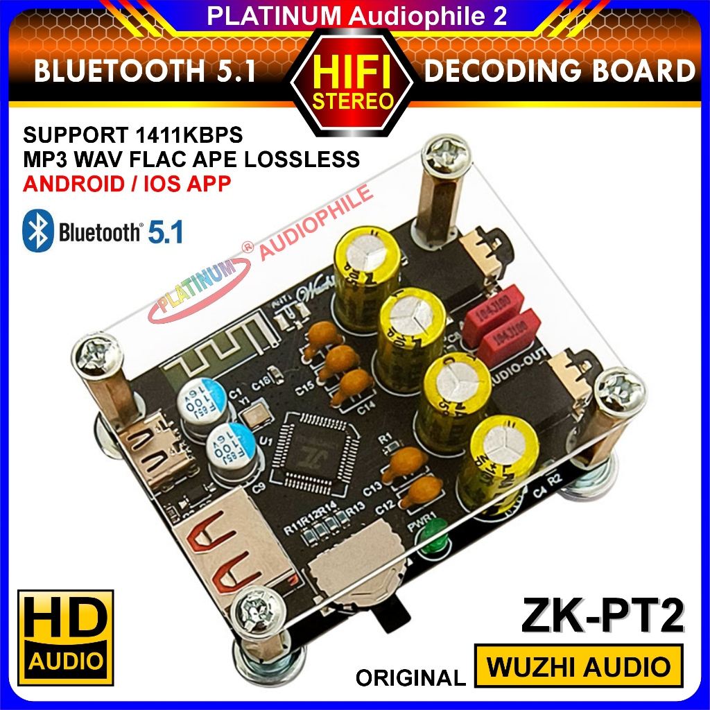 Bluetooth Audio Decoding BT 5.1 Lossless Flac MP3 Audio Receiver Decoder ZK-PT2