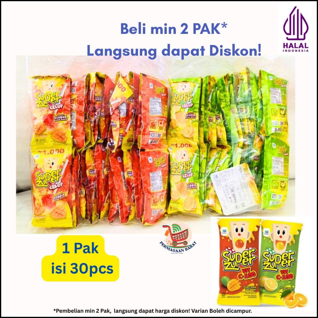 Exp DES 2026 - 30pcs (1Pak) Permen Super Zuper Celup - Lolipop Mangga & Lemon - 1 Renceng (isi 30pcs