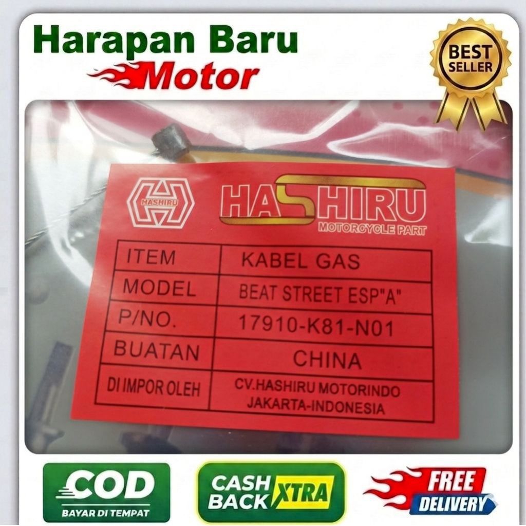 KABEL GAS BEAT STREET ESP A HASHIRU - HARAPAN BARU MOTOR