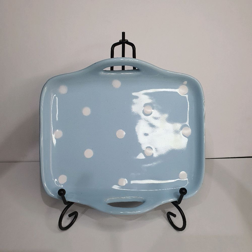 (PIRING KERAMIK MODEL NAMPAN) PIRING KERAMIK NAMPAN MOTIF POLKA LUCU