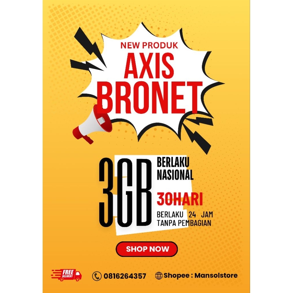 voucher paket data axis 3GB 30hari / kuota internet axis