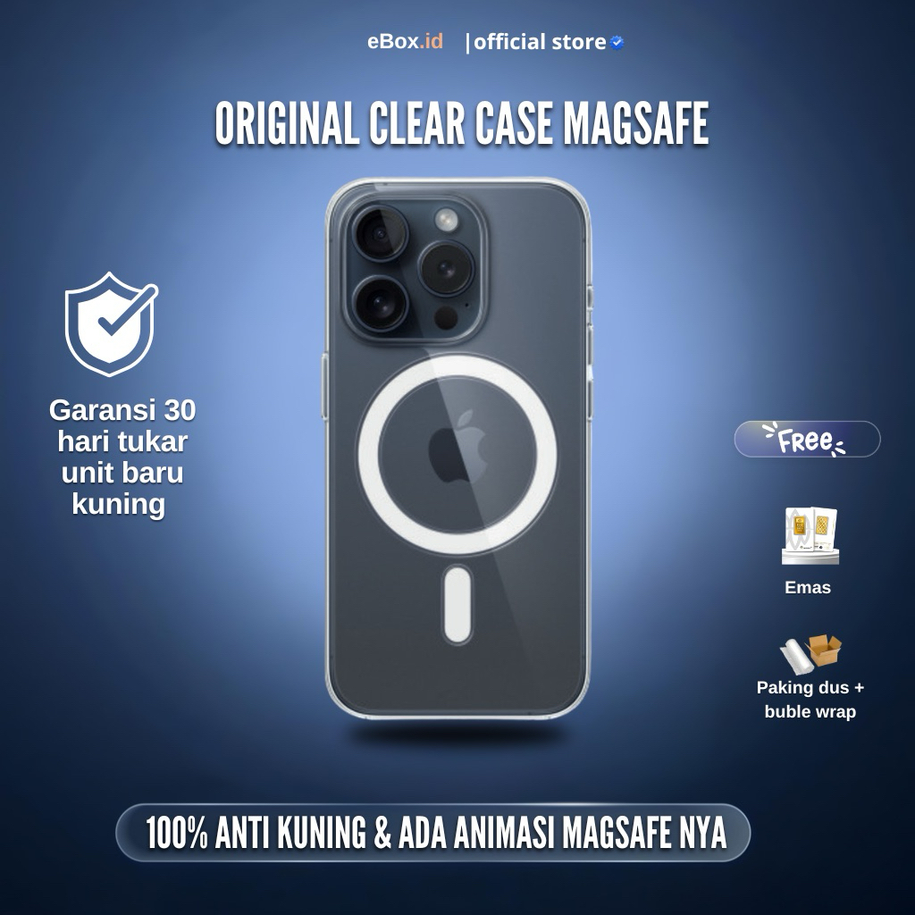 anti kuning iPhone 15 series clear case magsafe dengan animasi magsafe