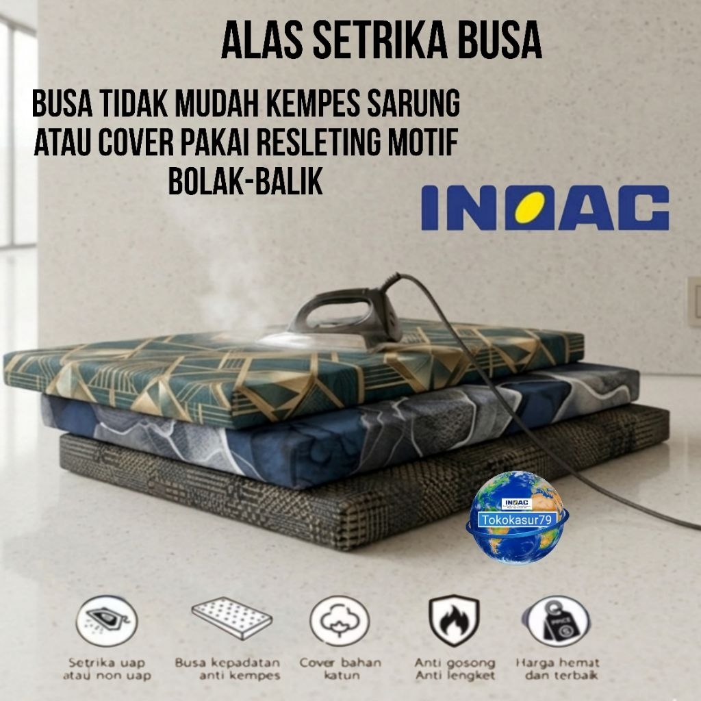 Alas setrika busa inoac(100x60x3).Alas setrika busa .Alas setrika inoac.Busa inoac.Matras.
