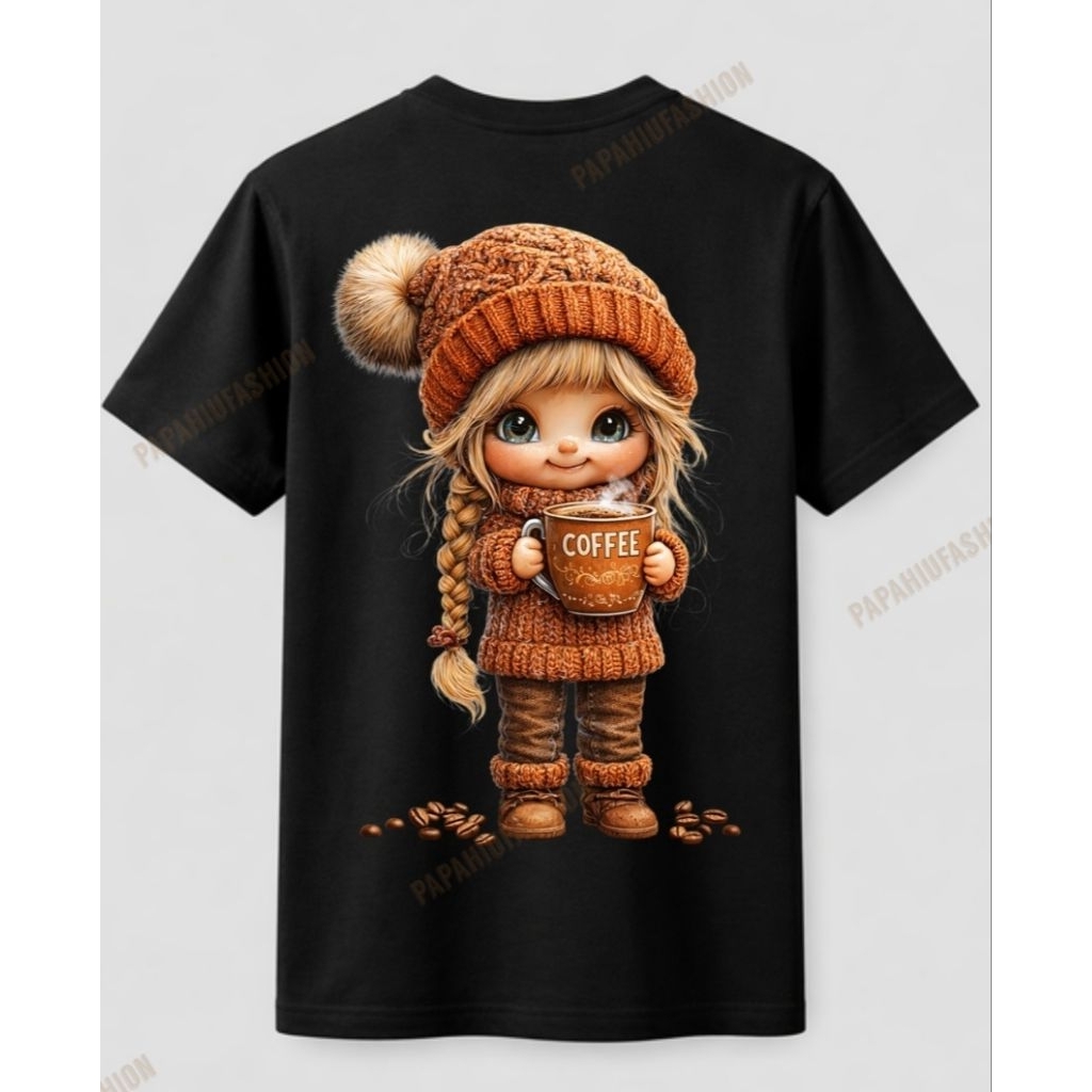 Kaos Kopi Coffee Girl|  Kaos Kopi Lucu | Kaos Coffee Lovers | Kaos Barista Estetik | T-Shirt Kopi Pr