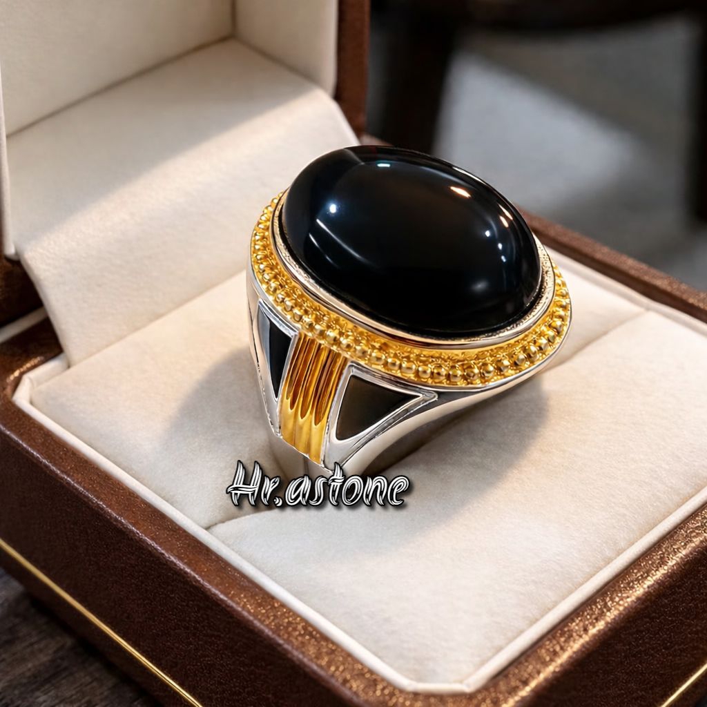 CINCIN BATU KECUBUNG WULUNG HITAM PEKAT RING TANAM TITANIUM