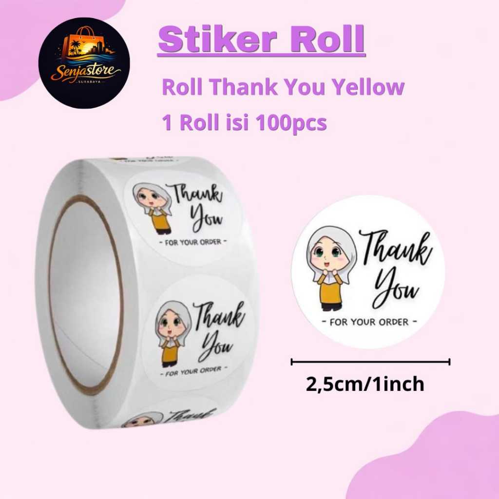 Sticker Homemade Thank You Hijab Kuning – Isi 100 pcs Premium