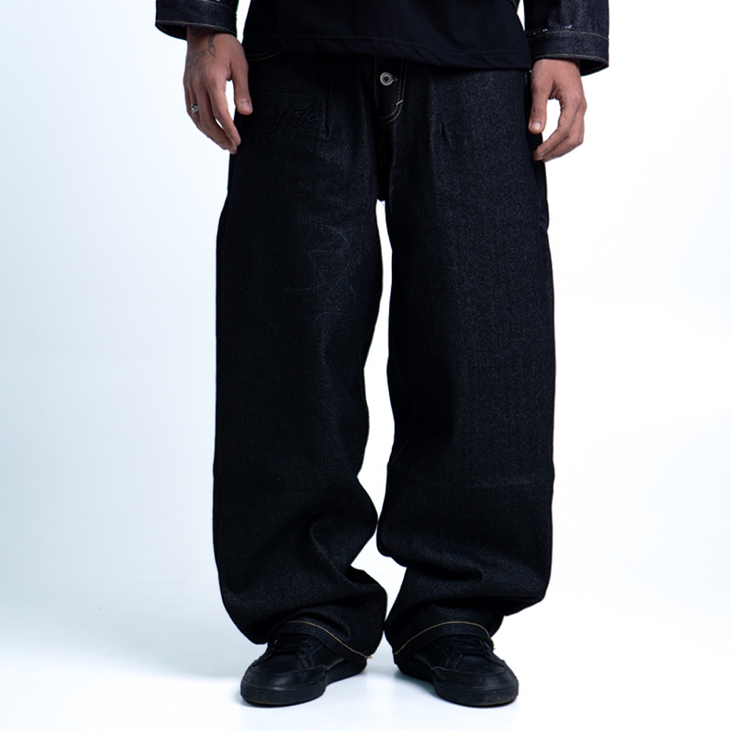Hoogste - Baggy Denim Raw Black Long Pants | Celana Panjang Baggy Denim Raw