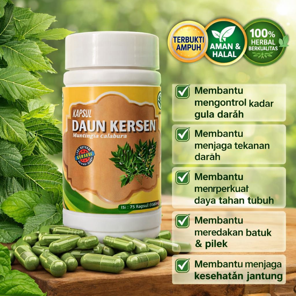 Kapsul Herbal Daun Kersen Untuk Diabetes Kolesterol