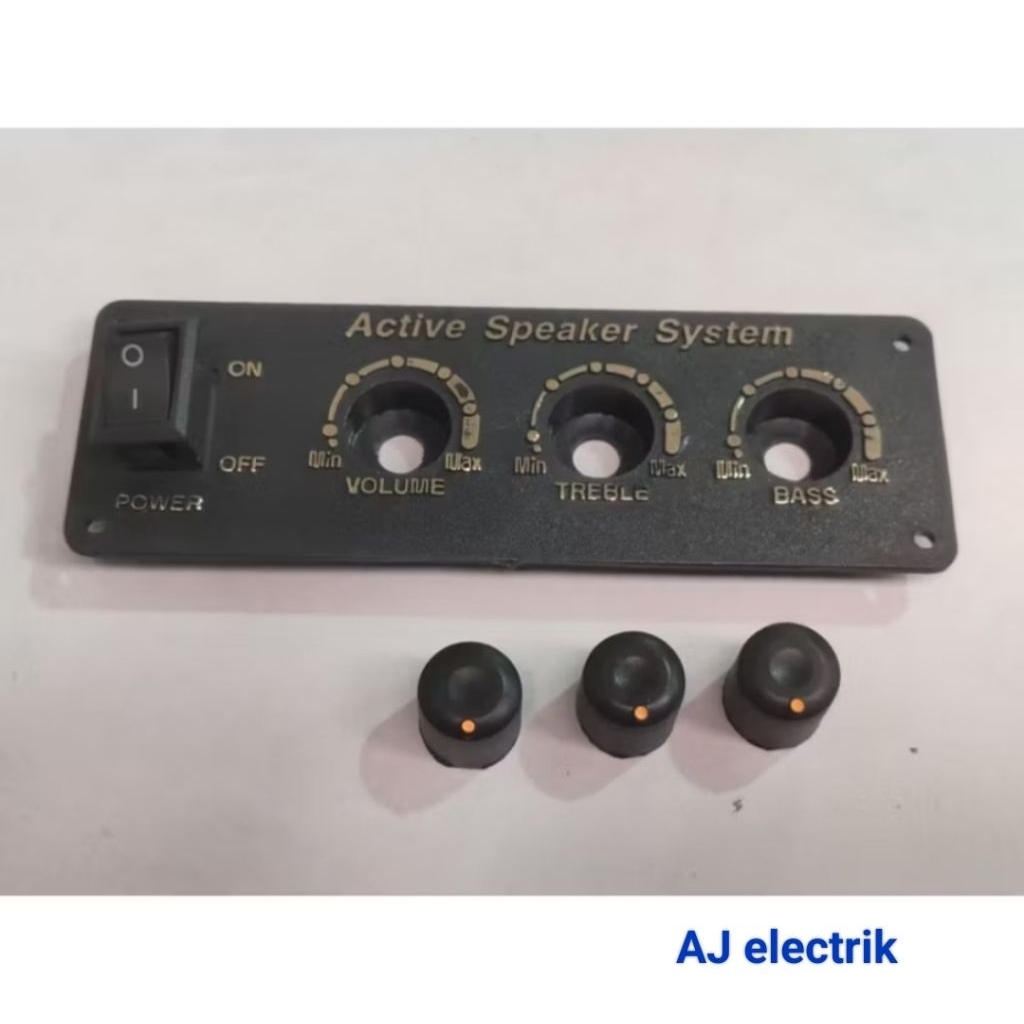 Panel Speaker Aktif 3 Lubang PVC dengan Saklar dan Knop Kontrol Volume Treble Bass