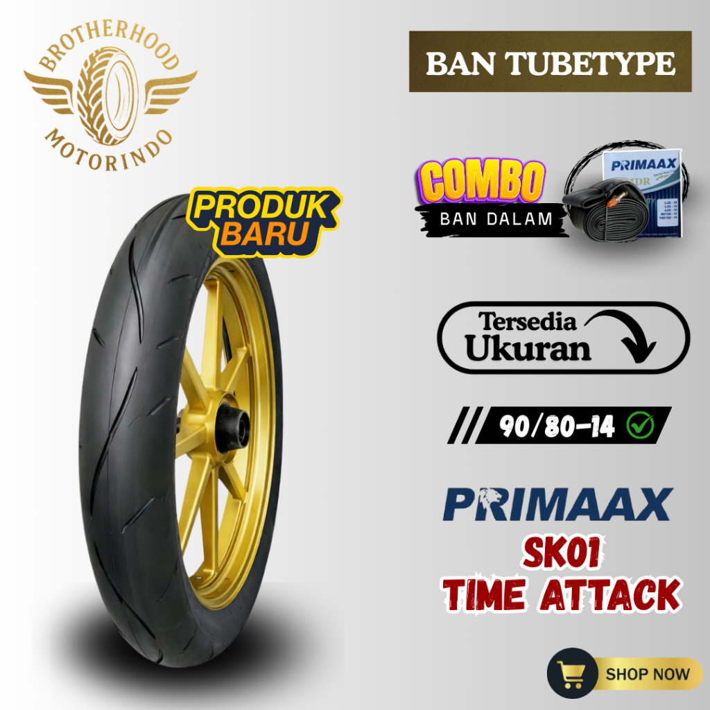 BAN PRIMAAX SK01 NON TUBLES RING 14 (90/80-14) SK01 TUBETYPE / BAN NON TUBLES / RING 14 / BAN RING 1