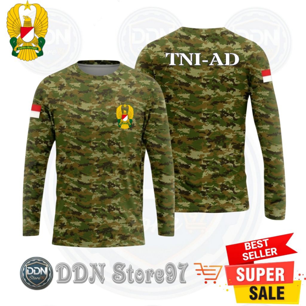kaos TNI AD loreng sage green/lengan panjang