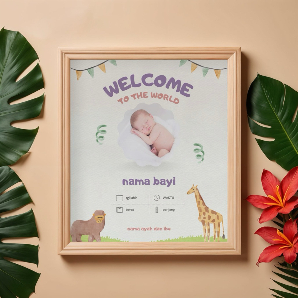 SOFT FILE ONLY - jasa edit foto biodata bayi - baby born - biodata kelahiran bayi printingable siap 