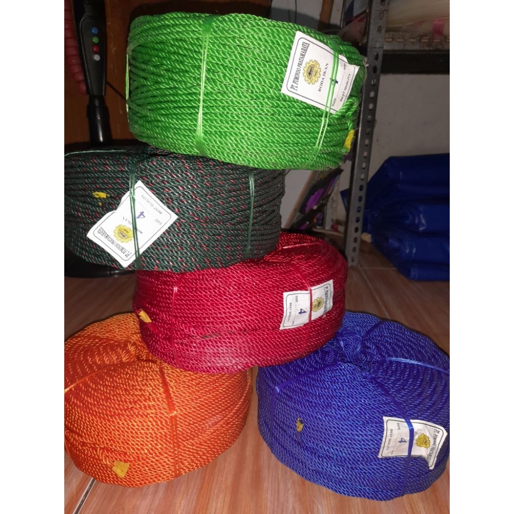 Tali Tambang nylon 4mm RODA IKAN fumindo, lentur, kuat, tahan panas